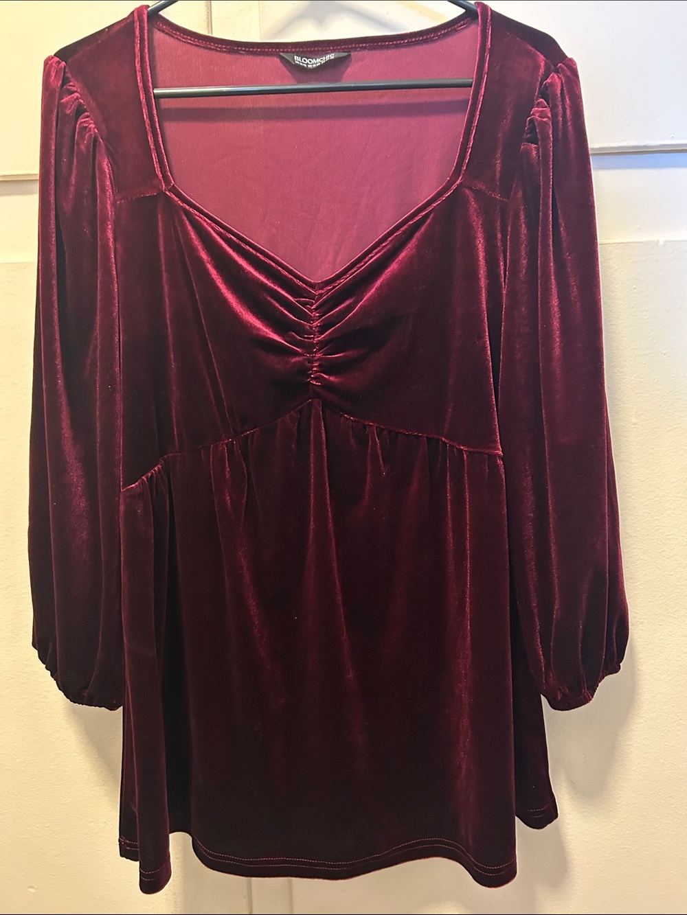 Burgundy Velvet Tunic top bloomchic